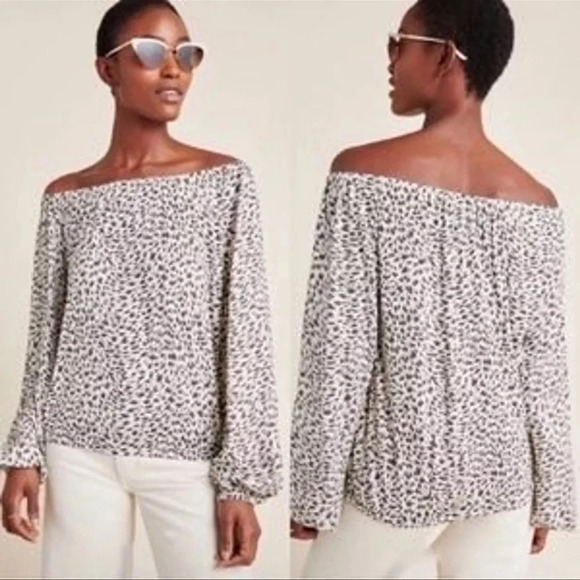 Anthropologie Tops - Anthropologie Cascais Off The Shoulder Top Animal Leopard Print Women’s Small